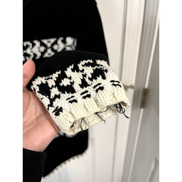 Vintage Sk Wear Black & White Geometric Ramie Blend Sweater Size Small Petite - Picture 5 of 8